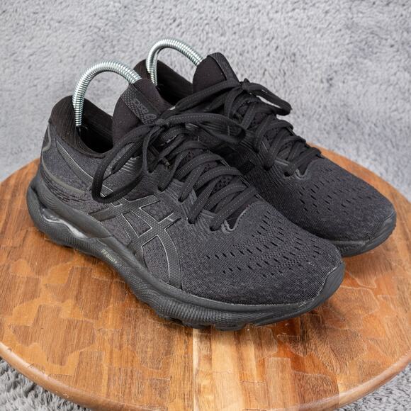 Asics Gel Nimbus 24 Triple Black Running Athletic Shoes Womens Sz 8 1/2 - Picture 1 of 10
